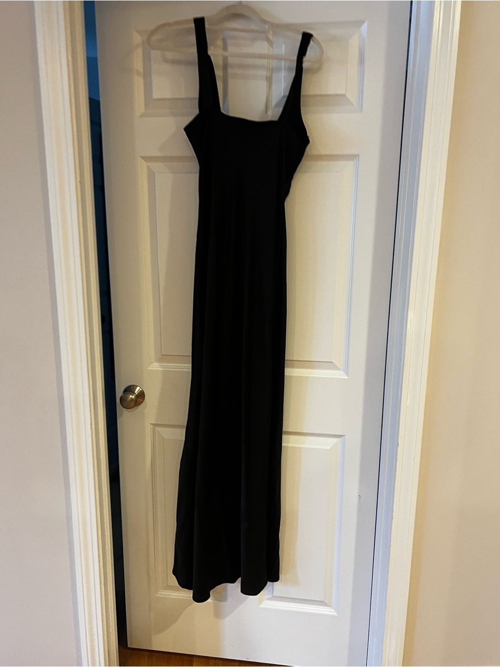 RIHOAS Black Square-Neck Maxi Dress with Wide Straps